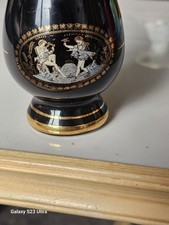 Black Greek Vase With 24 Carat Gold Rim