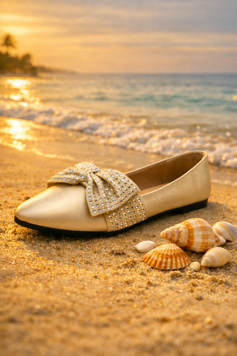 New gold bow - detail, shoes