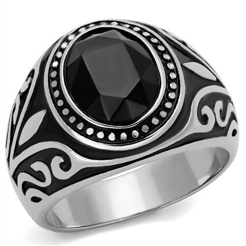 Mens black ring silver - mens, jet