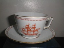 Spode Ironstone Trade Winds Red Large Breakfast Tea Cup & Saucer W128 Vintage