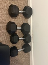 gym set bench and hand weights