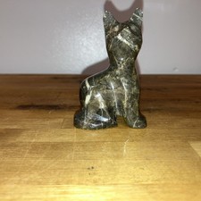 HAND CARVED STONE CAT ORNAMENT FIGURE SCULPTURE 3” tall