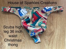 Men’s Scuba High Leg 36 Inch Waist Christmas Underwear / Swimwear Thong 