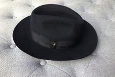 Men's Borsalino Alessandria Navy Felt Fedora Italian Hat, Size 55. (6 3/4)