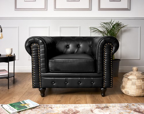 Faux leather chesterfield sofa - leather,