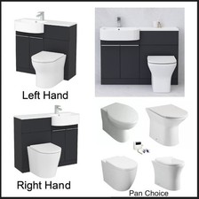 1000mm P Shape Matt Grey Bathroom Vanity WC Set Ready Assembled-Toilet Options