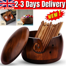 Wooden Yarn Bowl Hand Made Wool Storage For Knitting Crochet Yarn Holder