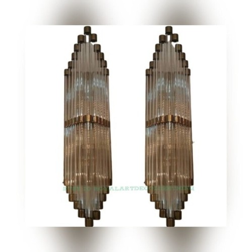 Pair brass glass wall - brass, &
