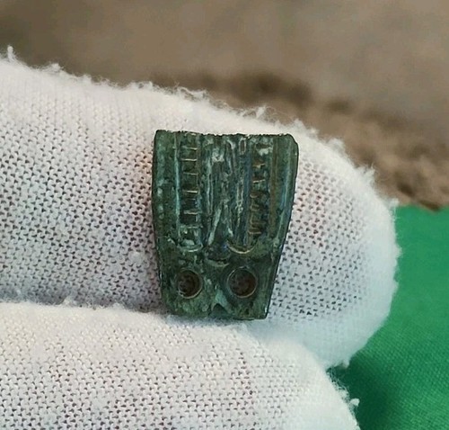 Early medieval strap end - medieval, metal