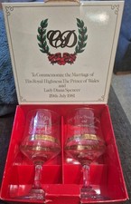 Two Royal Wedding Commemorative Goblets Boxed 1981 Princes Of Wales Lady Diana