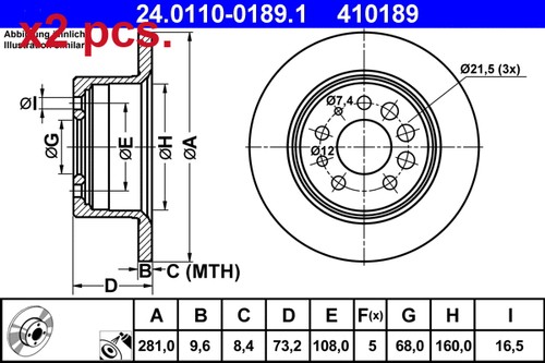 Pcs rear brake disc rotos - pcs,