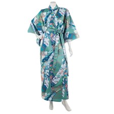 Green Ribbon Long Japanese Cotton Yukata