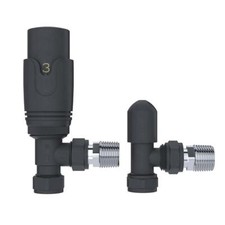 Radiator Valve Thermostatic Angled TRV + Lockshield Rad Pro Anthracite Grey 1/2"