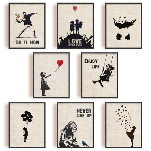 Set banksy wall art - banksy, prints
