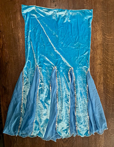 Blue velvet belly dance skirt - velvet,