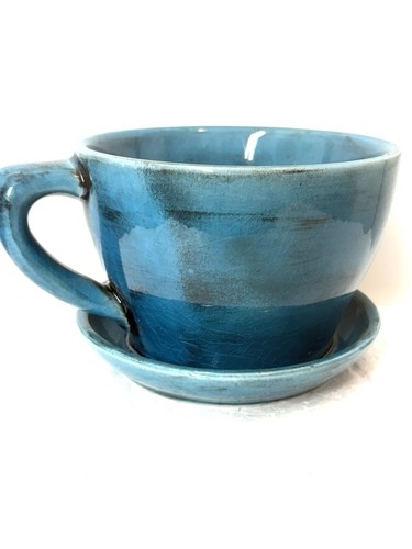 Teacup saucer planter - teacup,