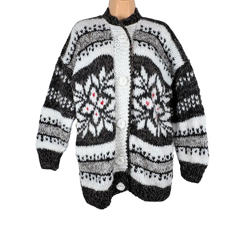 Chunky cardigan white grey - cardigan,