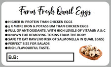 x21 Quail Egg Benefit Box Labels Small Carton or Box Stickers Inc Best Before