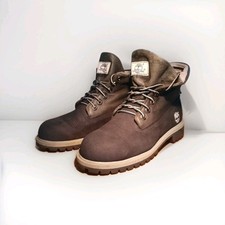 Timberland Roll Top Boots Navy Blue Check Leather UK 5