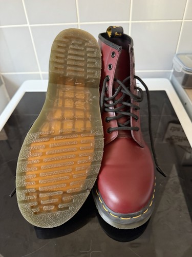 Martens red leather combat - leather,