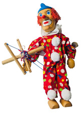 Clown Puppet Wood Wooden