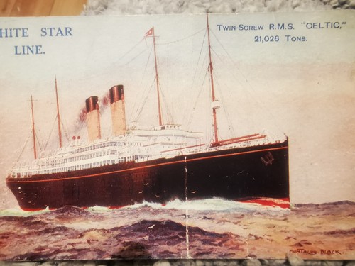 White star line postcard - star,