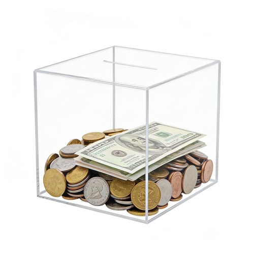 Transparent square money - money, box