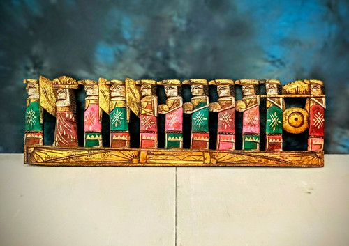 Hand carved painted wood - carved,