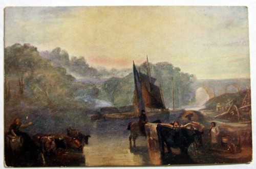 Postcard scene with boats - postcard,