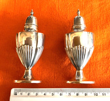Pair of antique solid silver pepper pots.  Albany pattern  1904 Walker & Hall