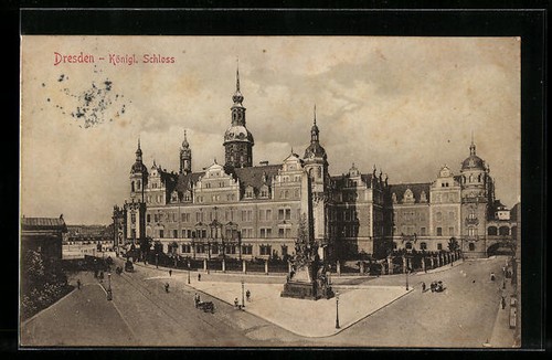 Dresden kgl castle - castle,, postcard