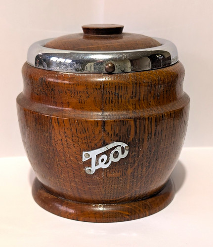 Vintage oak barrel tea caddy - vintage,