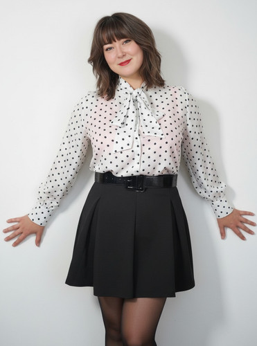 White black polka dot - black,