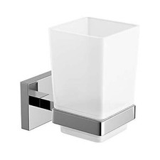 Toothbrush Holder Wall Mount Tumbler Square Modern Chrome Bathroom Accessory UK