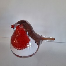 Glass Robin Bird Paperweight/Ornament - Glass Blown - Good Condition