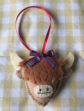 HANDMADE FELT CHRISTMAS ORNAMENT - HIGHLAND COW.