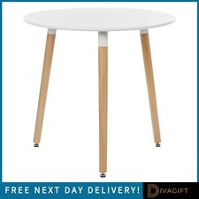 WHITE ROUND SIDE TABLE MDF FOR