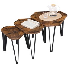 Nesting Coffee Table Set of 3 End Tables Stacking Side Tables Industrial LNT14BX