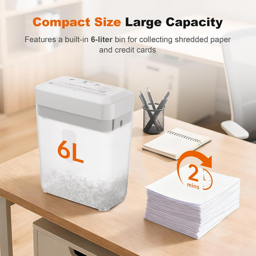 Sheet cross cut shredder for - 6-sheet,