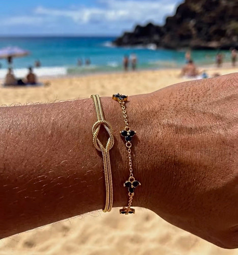 Gold knot snake chain bracelet - knot,