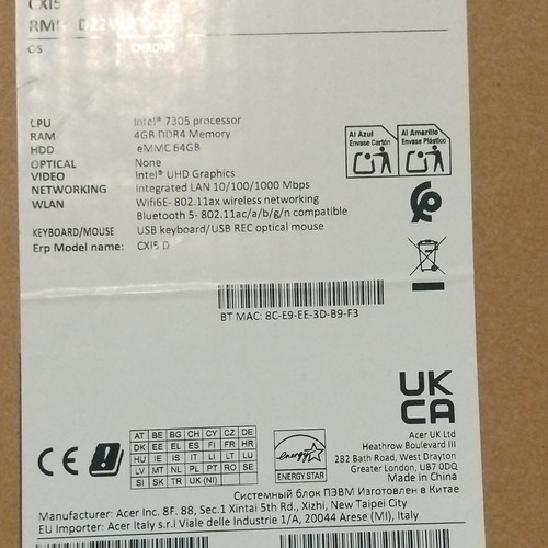 Acer chromebook cxi5 6in - cxi5, 15.6in