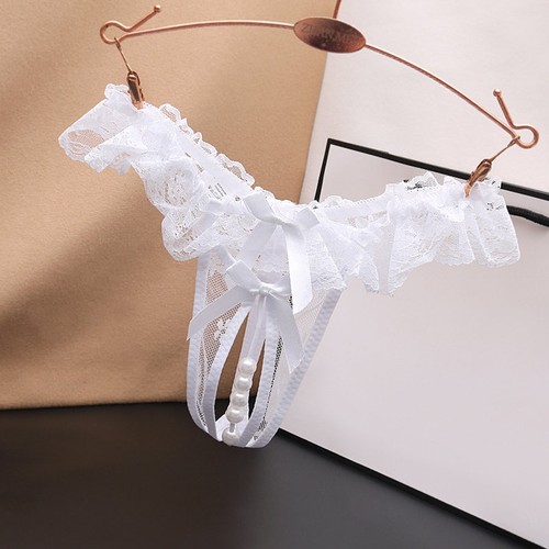 Sexy lace thong - pearl, sheer