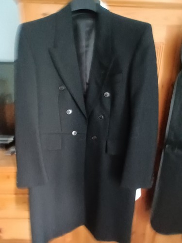Black herringbone frock - , coat