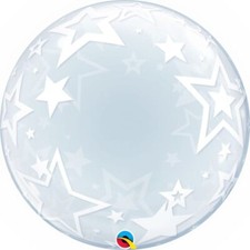Stars Qualatex Deco Bubble Party Balloon 24 Inches