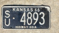1966 Tag Plate kansas F100