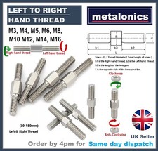 Left + Right hand thread bolt Screw Dual threaded stud Changer Converter Adapter