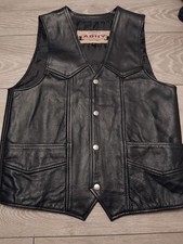 Ashy Motor Bike  Vest Waist Coat Leather Size Small Vgc