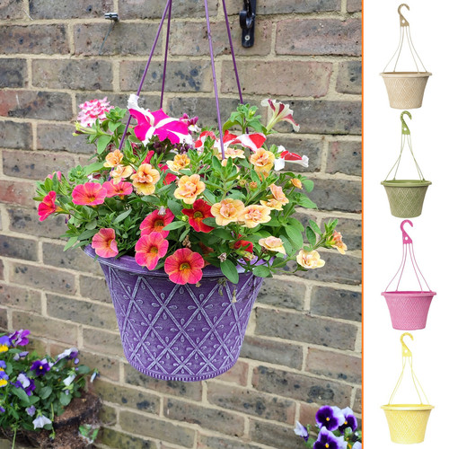 Plastic round hanging baskets - hanging,