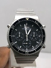 Vintage Seiko 7A28-7040 Chronograph Black Dial Quartz Men's Wristwatch