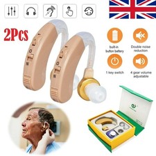 2x Digital Hearing Aid Aids Kit Behind the Ear BTE Sound Voice Amplifier UK